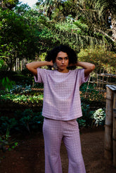 Lilly Checkered Broderie Top