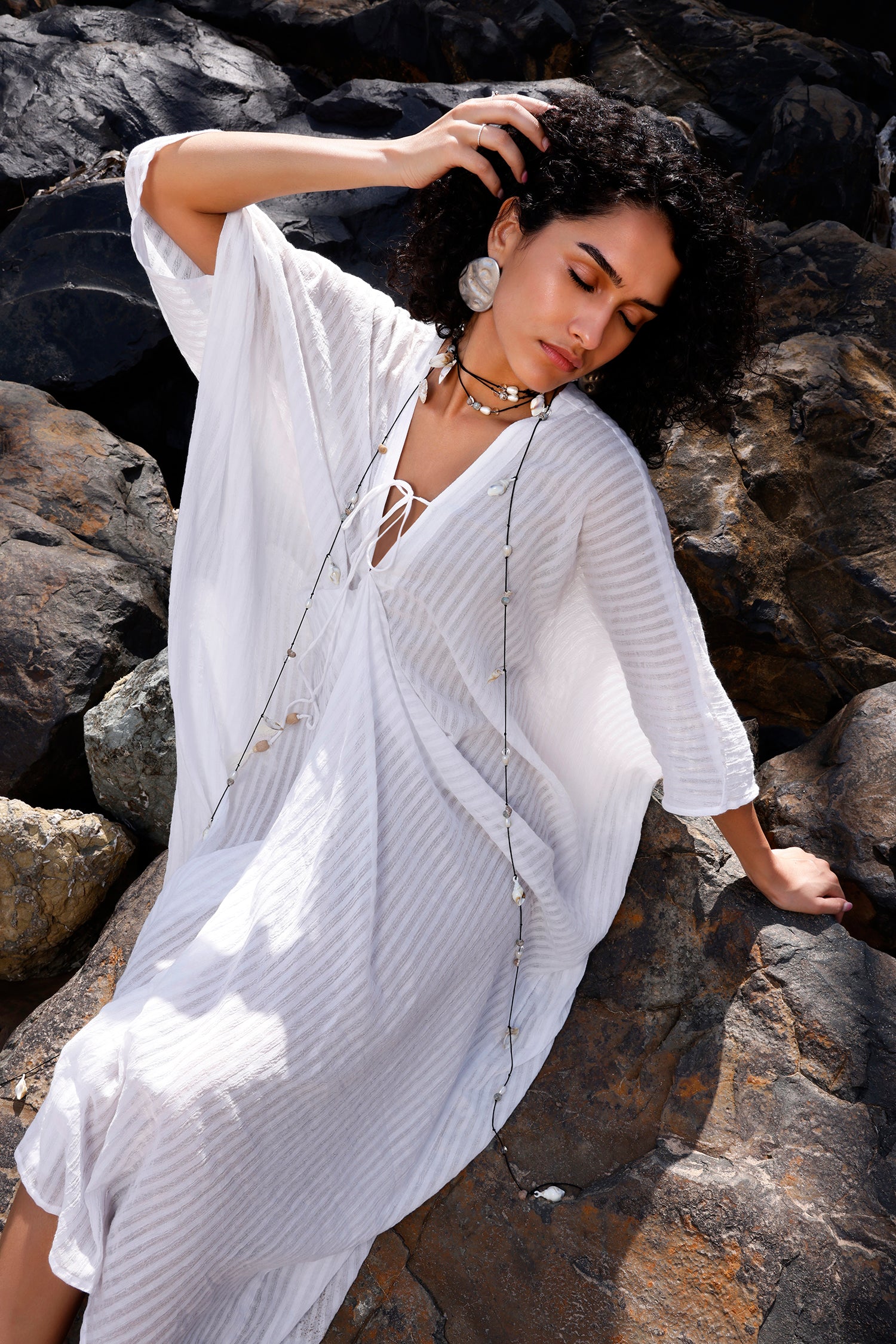 Cloud Stripe Kaftan Dress